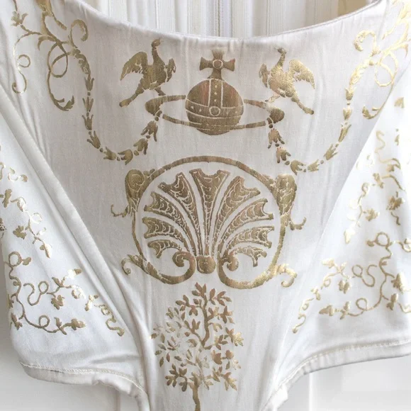 Iconic Vivienne Westwood Vintage F/W 1991 White Gold Boulle Satin 90s Corset Top - Picture 7 of 16